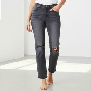 VIGOSS Womens Distressed Crop Jeans Size 27 Waist Straight Stretch Charcoal